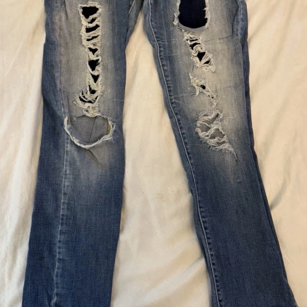 Arizona Jeans Men's 32x32 Skinny 360 Stretch Ultra Flex Distressed Denim Blue